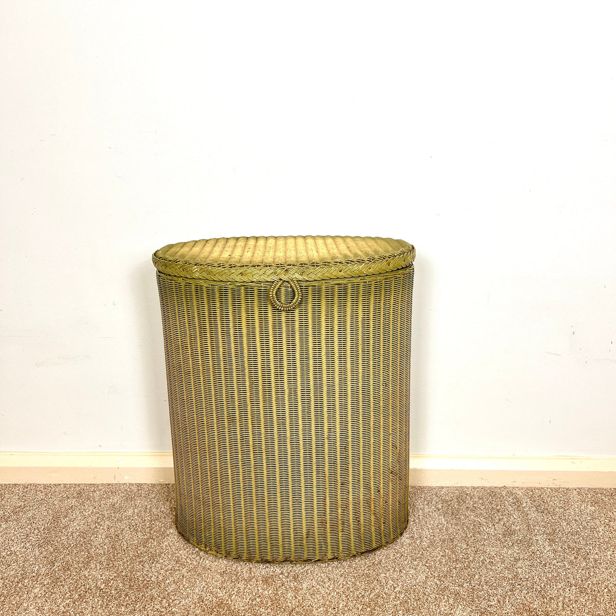Lloyd Loom Vintage Yellow Laundry Linen Basket Bedside table 1930s