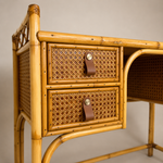 Load image into Gallery viewer, Vintage Angraves Bamboo Rattan Desk Dressing Table, Mid Century Modern Console Table Drawers, Boho
