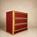 Load image into Gallery viewer, Vintage Bamboo Chest of Drawers — Repainted Fire Brick Red

