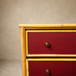 Load image into Gallery viewer, Vintage Bamboo Chest of Drawers — Repainted Fire Brick Red
