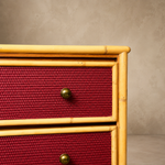 Load image into Gallery viewer, Vintage Bamboo Chest of Drawers — Repainted Fire Brick Red
