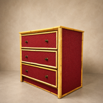 Load image into Gallery viewer, Vintage Bamboo Chest of Drawers — Repainted Fire Brick Red

