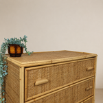 Load image into Gallery viewer, Vintage Bamboo &amp; Rattan Chest of Drawers — Three Deep Drawers
