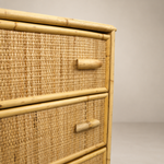 Load image into Gallery viewer, Vintage Bamboo &amp; Rattan Chest of Drawers — Three Deep Drawers
