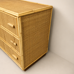 Load image into Gallery viewer, Vintage Bamboo &amp; Rattan Chest of Drawers — Three Deep Drawers
