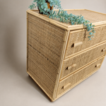 Load image into Gallery viewer, Vintage Bamboo &amp; Rattan Chest of Drawers — Three Deep Drawers

