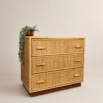 Load image into Gallery viewer, Vintage Bamboo &amp; Rattan Chest of Drawers — Three Deep Drawers
