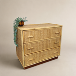 Load image into Gallery viewer, Vintage Bamboo &amp; Rattan Chest of Drawers — Three Deep Drawers
