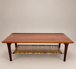 Load image into Gallery viewer, Vintage Møbelintarsia Danish Teak Coffee Table, 1960s Mid-Century — Cane Magazine Rack, Solid Teak
