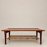 Load image into Gallery viewer, Vintage Møbelintarsia Danish Teak Coffee Table, 1960s Mid-Century — Cane Magazine Rack, Solid Teak
