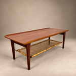 Load image into Gallery viewer, Vintage Møbelintarsia Danish Teak Coffee Table, 1960s Mid-Century — Cane Magazine Rack, Solid Teak
