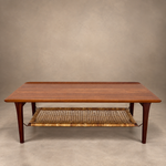 Load image into Gallery viewer, Vintage Møbelintarsia Danish Teak Coffee Table, 1960s Mid-Century — Cane Magazine Rack, Solid Teak
