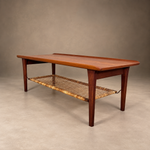 Load image into Gallery viewer, Vintage Møbelintarsia Danish Teak Coffee Table, 1960s Mid-Century — Cane Magazine Rack, Solid Teak
