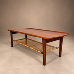 Load image into Gallery viewer, Vintage Møbelintarsia Danish Teak Coffee Table, 1960s Mid-Century — Cane Magazine Rack, Solid Teak

