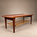 Load image into Gallery viewer, Vintage Møbelintarsia Danish Teak Coffee Table, 1960s Mid-Century — Cane Magazine Rack, Solid Teak

