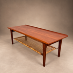 Load image into Gallery viewer, Vintage Møbelintarsia Danish Teak Coffee Table, 1960s Mid-Century — Cane Magazine Rack, Solid Teak
