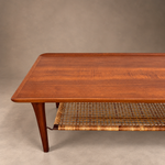 Load image into Gallery viewer, Vintage Møbelintarsia Danish Teak Coffee Table, 1960s Mid-Century — Cane Magazine Rack, Solid Teak
