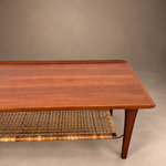Load image into Gallery viewer, Vintage Møbelintarsia Danish Teak Coffee Table, 1960s Mid-Century — Cane Magazine Rack, Solid Teak
