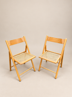 Load image into Gallery viewer, Pair of Habitat Folding Chairs — Beech &amp; Woven Cane, 1970s

