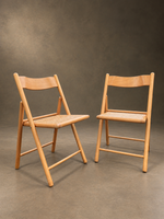 Load image into Gallery viewer, Pair of Habitat Folding Chairs — Beech &amp; Woven Cane, 1970s
