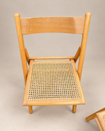 Load image into Gallery viewer, Pair of Habitat Folding Chairs — Beech &amp; Woven Cane, 1970s
