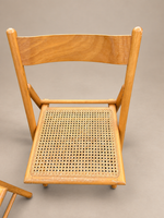 Load image into Gallery viewer, Pair of Habitat Folding Chairs — Beech &amp; Woven Cane, 1970s
