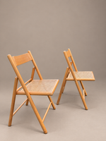 Load image into Gallery viewer, Pair of Habitat Folding Chairs — Beech &amp; Woven Cane, 1970s
