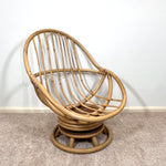 Load image into Gallery viewer, Angraves Vintage Bamboo Cane Swivel Rocking Egg Chair, Mid Century Lounge Nursing Chair, Boho Tiki
