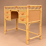 Load image into Gallery viewer, Angraves of Leicester Bamboo &amp; Rattan Desk / Dressing Table, Four Drawers, Glass Top
