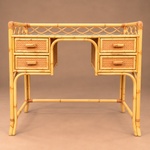 Load image into Gallery viewer, Angraves of Leicester Bamboo &amp; Rattan Desk / Dressing Table, Four Drawers, Glass Top
