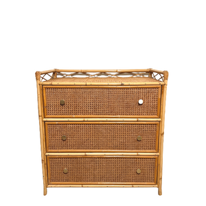 Vintage Angraves Bamboo Rattan Chest of 3 Drawers