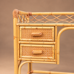 Load image into Gallery viewer, Angraves of Leicester Bamboo &amp; Rattan Desk / Dressing Table, Four Drawers, Glass Top
