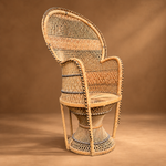 Load image into Gallery viewer, Vintage Peacock Chair, Adult Size, Woven Cane &amp; Rattan with Black Trim
