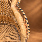 Load image into Gallery viewer, Vintage Peacock Chair, Adult Size, Woven Cane &amp; Rattan with Black Trim
