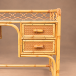 Load image into Gallery viewer, Angraves of Leicester Bamboo &amp; Rattan Desk / Dressing Table, Four Drawers, Glass Top

