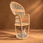 Load image into Gallery viewer, Vintage Peacock Chair, Adult Size, Woven Cane &amp; Rattan with Black Trim
