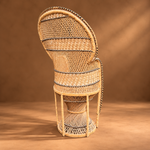 Load image into Gallery viewer, Vintage Peacock Chair, Adult Size, Woven Cane &amp; Rattan with Black Trim
