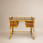 Load image into Gallery viewer, Vintage Angraves Bamboo Rattan Desk Dressing Table, Mid Century Modern Console Table Drawers, Boho
