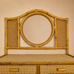 Load image into Gallery viewer, Vintage Bamboo &amp; Cane Dressing Table with Mirror — Two Drawers
