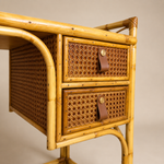 Load image into Gallery viewer, Vintage Angraves Bamboo Rattan Desk Dressing Table, Mid Century Modern Console Table Drawers, Boho
