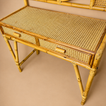 Load image into Gallery viewer, Vintage Bamboo &amp; Cane Dressing Table with Mirror — Two Drawers
