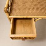 Load image into Gallery viewer, Vintage Angraves Bamboo Rattan Desk Dressing Table, Mid Century Modern Console Table Drawers, Boho
