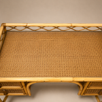 Load image into Gallery viewer, Vintage Angraves Bamboo Rattan Desk Dressing Table, Mid Century Modern Console Table Drawers, Boho
