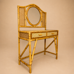 Load image into Gallery viewer, Vintage Bamboo &amp; Cane Dressing Table with Mirror — Two Drawers
