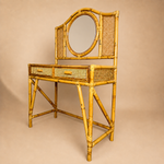 Load image into Gallery viewer, Vintage Bamboo &amp; Cane Dressing Table with Mirror — Two Drawers
