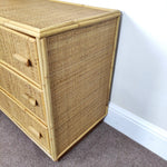 Load image into Gallery viewer, Vintage Bamboo &amp; Rattan Chest of Drawers — Three Deep Drawers
