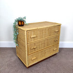 Load image into Gallery viewer, Vintage Bamboo &amp; Rattan Chest of Drawers — Three Deep Drawers
