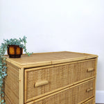 Load image into Gallery viewer, Vintage Bamboo &amp; Rattan Chest of Drawers — Three Deep Drawers
