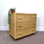 Load image into Gallery viewer, Vintage Bamboo &amp; Rattan Chest of Drawers — Three Deep Drawers
