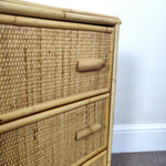 Load image into Gallery viewer, Vintage Bamboo &amp; Rattan Chest of Drawers — Three Deep Drawers
